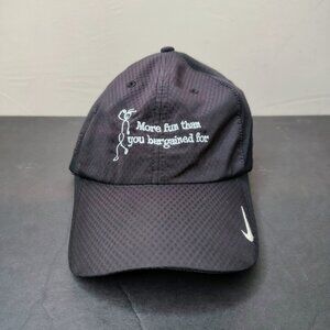 Nike Golf Hat Cap Strap Back Black Embroidered Logo Athletic Mens
